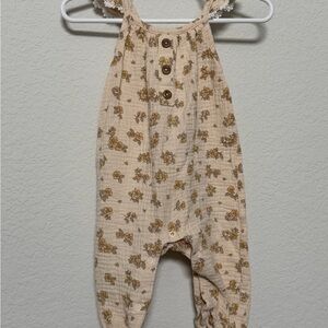 Floral Beige Kids One Piece 100% Cotton
